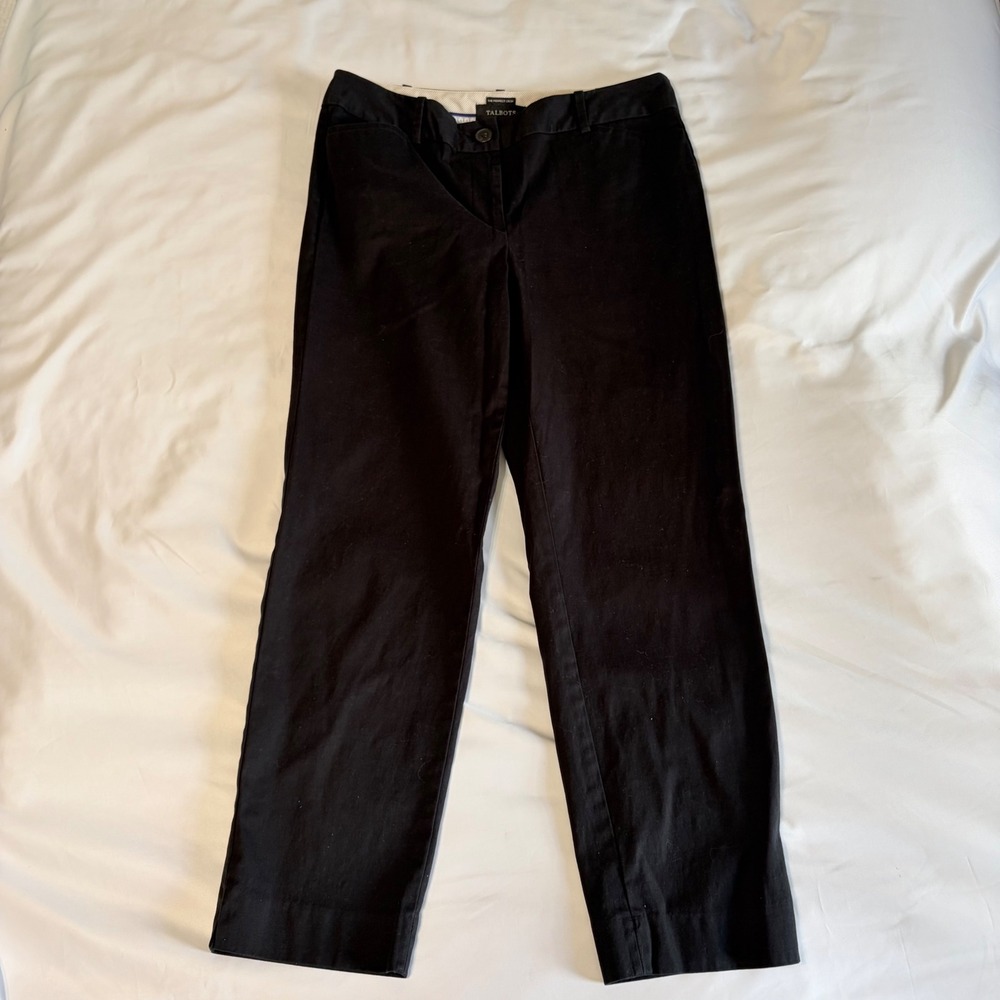 Talbots The Perfect Crop Pants Black Cotton Stretch Trousers Size 4